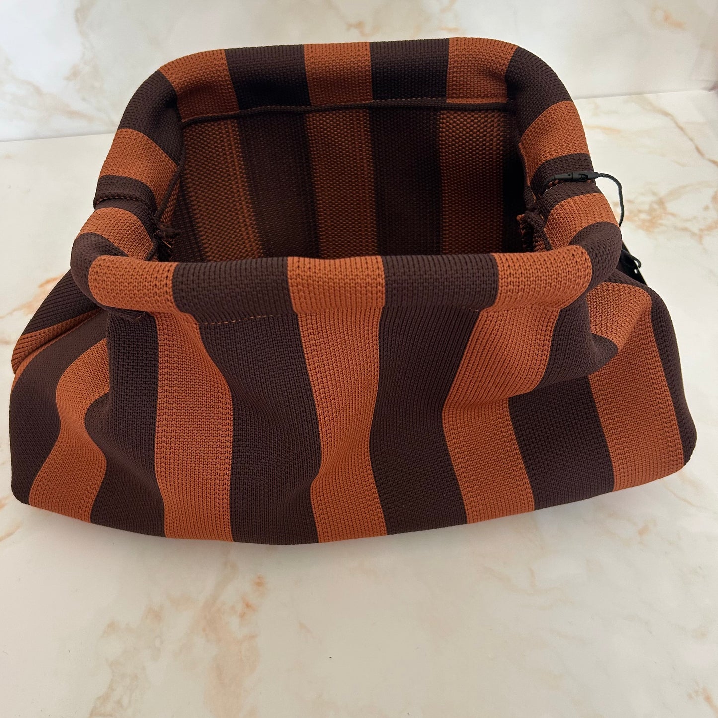 WAUW Toilettas Bruin Camel – Gestreepte Make-up Tas