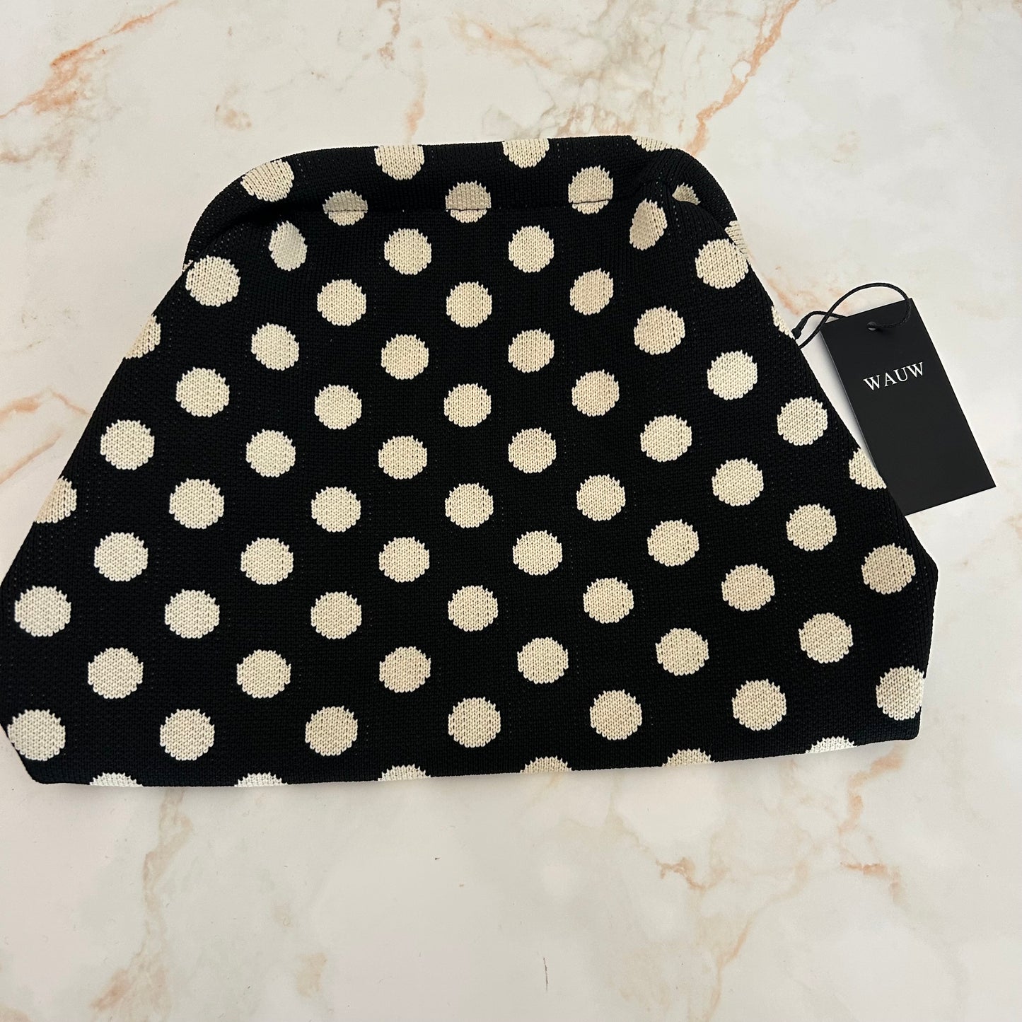 WAUW Toilettas Zwart Wit – Stippen Make-up Tas