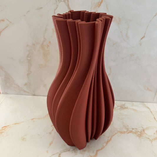 Moderne design vaas terracotta – organische ribbelvorm