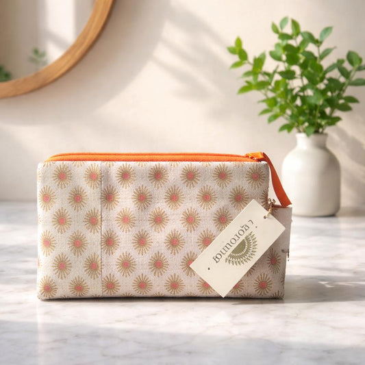 Stijlvol make-up tasje van katoen & fluweel 15 × 23 cm – perfect voor make-up & essentials