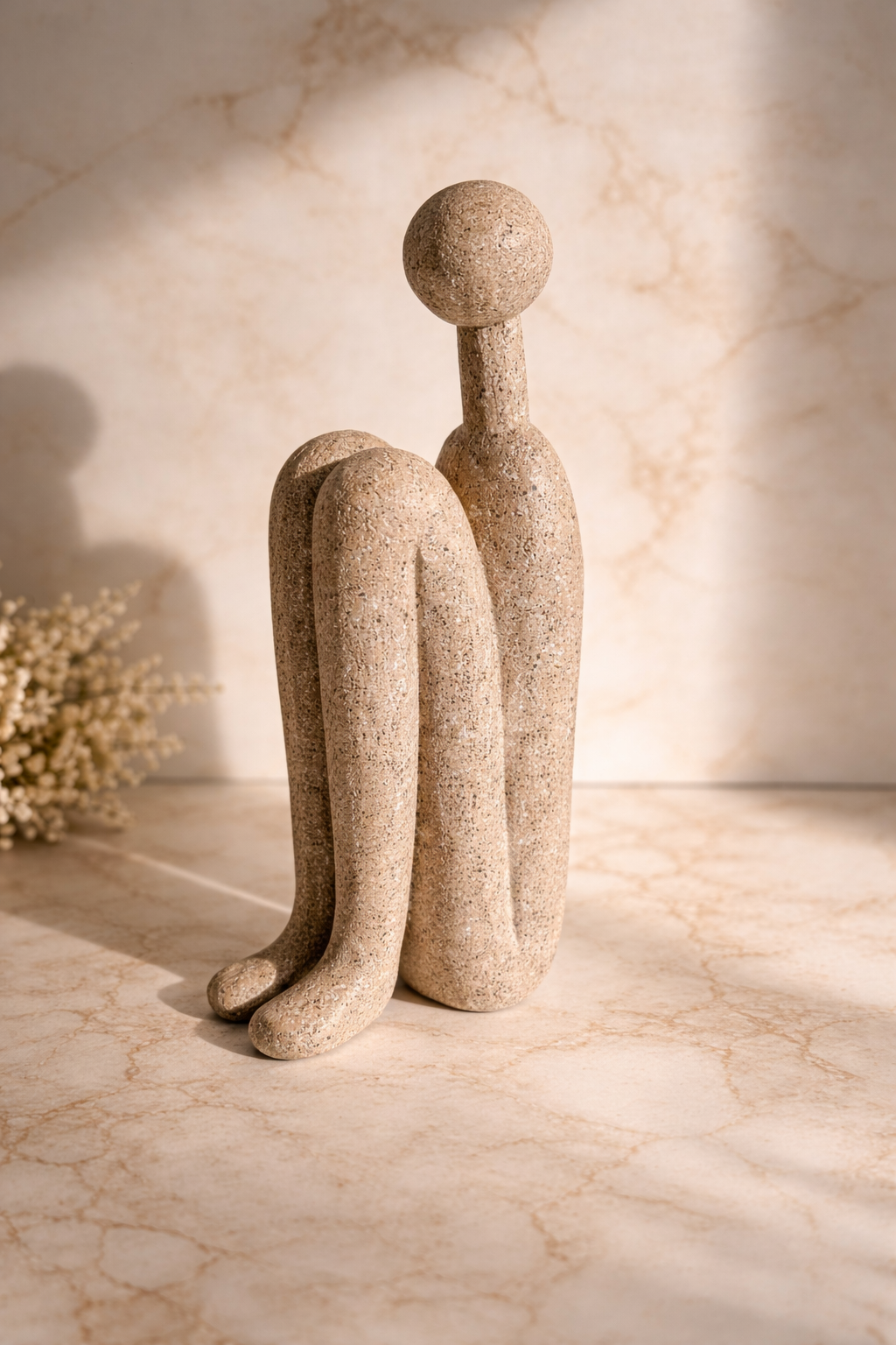 Sculptuur vrouw in beige kleur