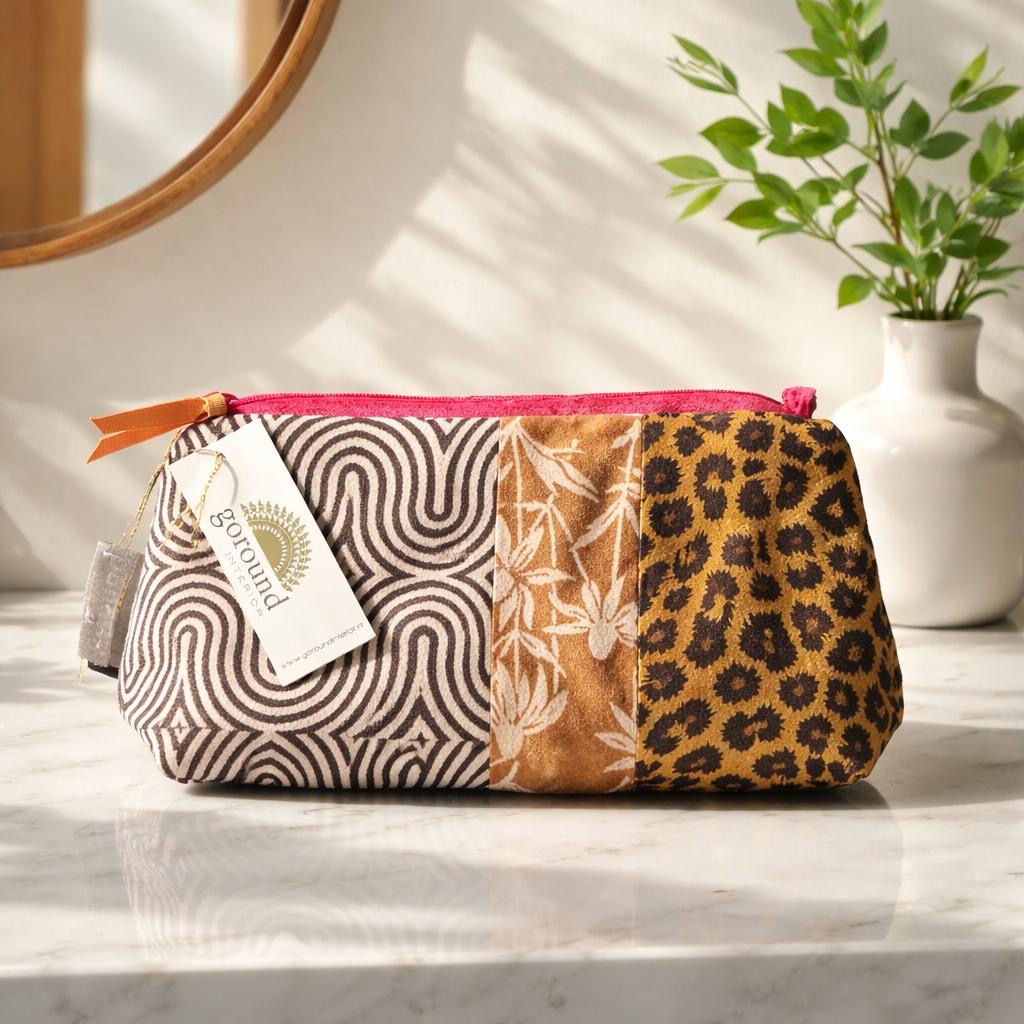 Elegant toilettasje van katoen & fluweel