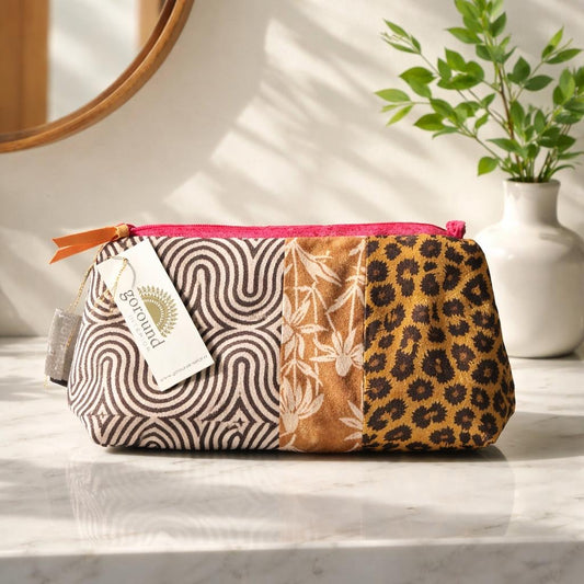 Elegant toilettasje van katoen & fluweel