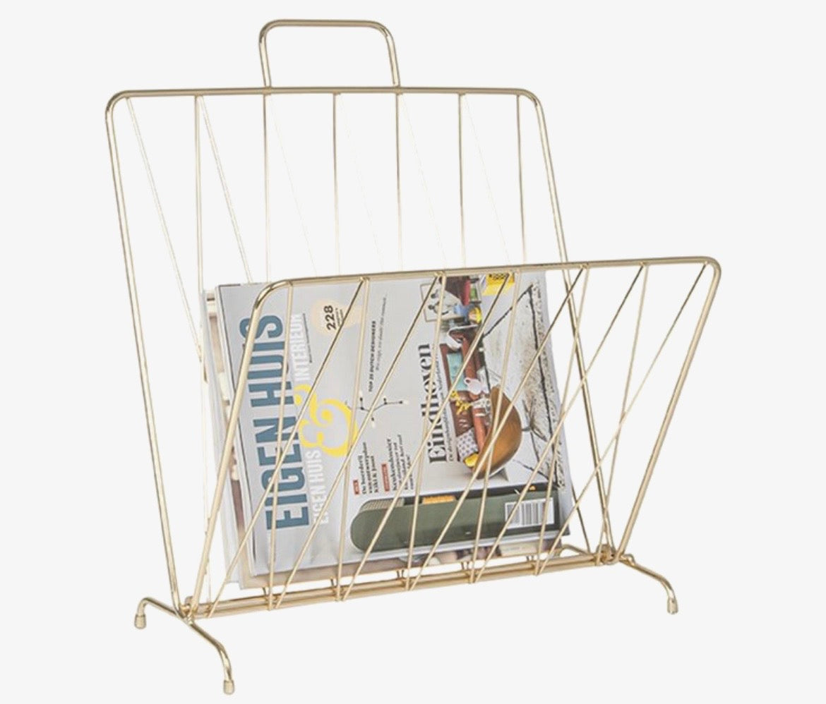 Present Time Diamond Raster tijdschriftenrek in metaal goud.
