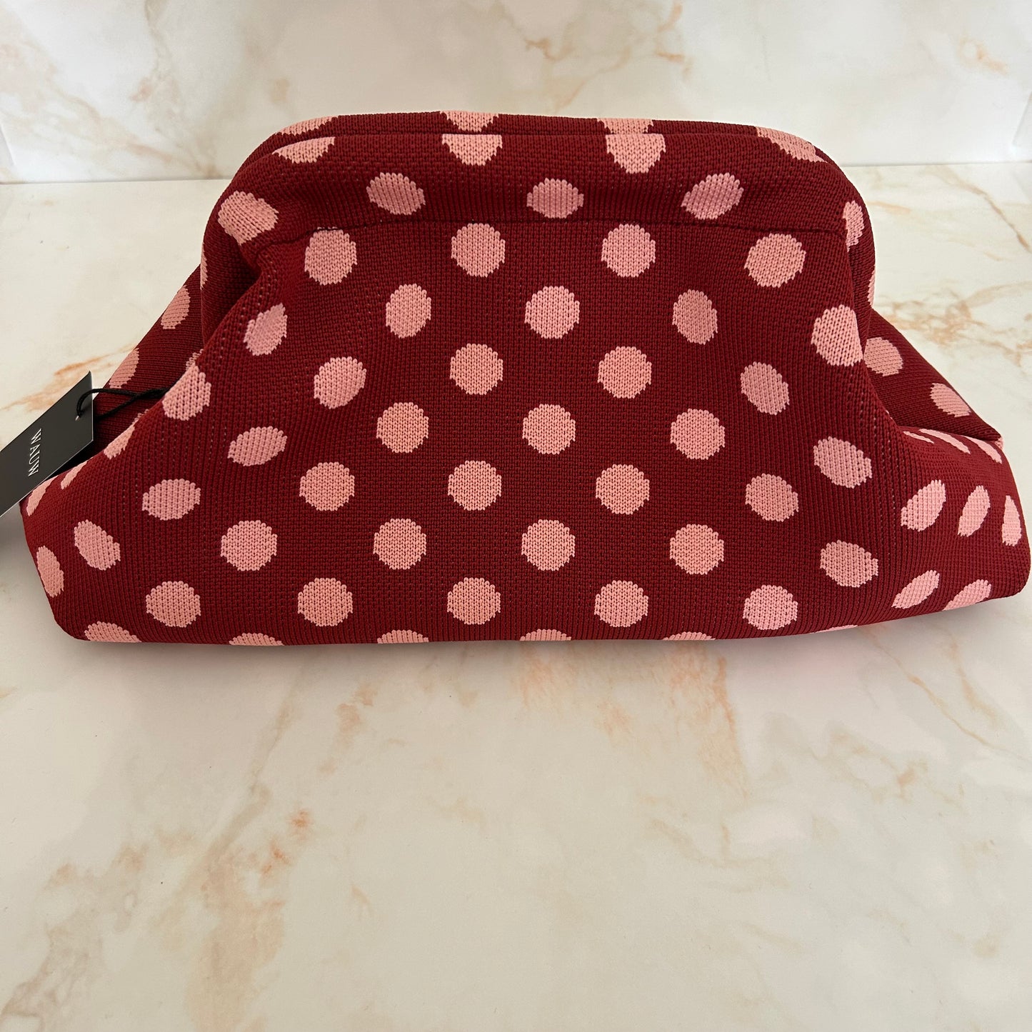 WAUW Toilettas Bordeaux Roze – Stippen Make-up Tas